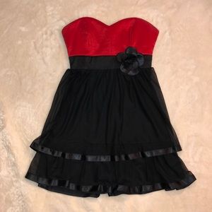 City Studio black and red strapless dress